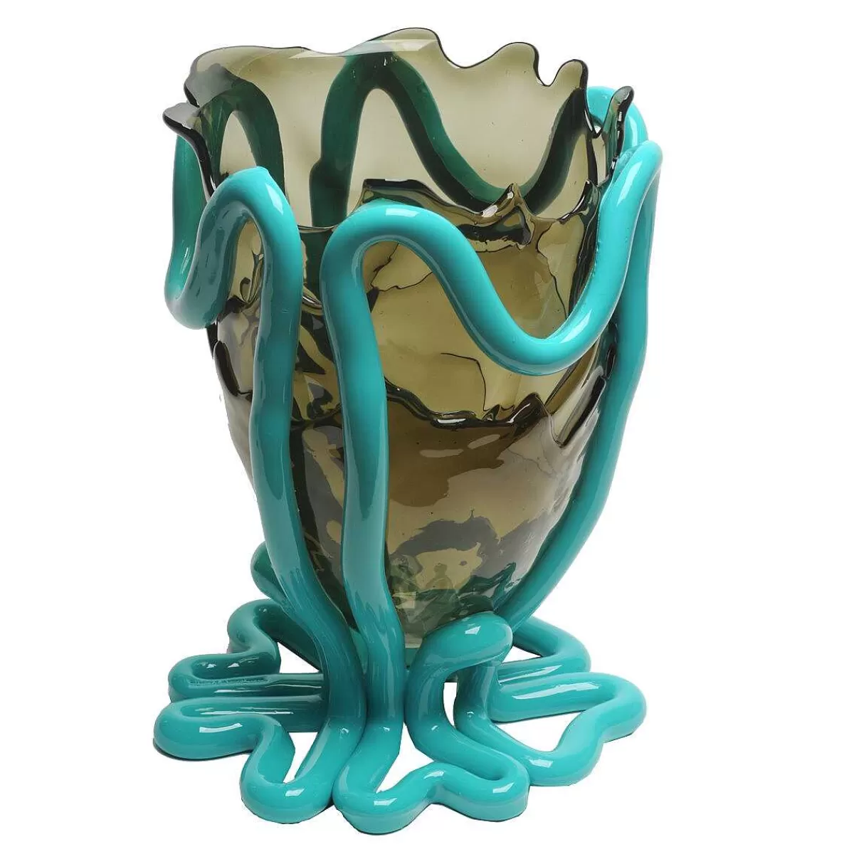 Corsi Design Indian Summer Vase - Clear Fume And Matt Turquoise Hot