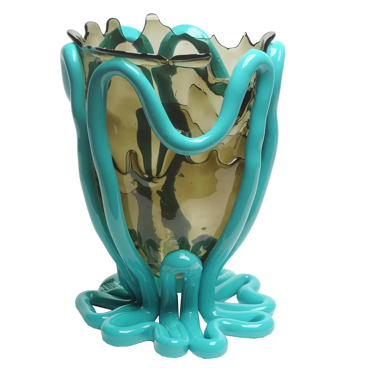 Corsi Design Indian Summer Vase - Clear Fume And Matt Turquoise Hot