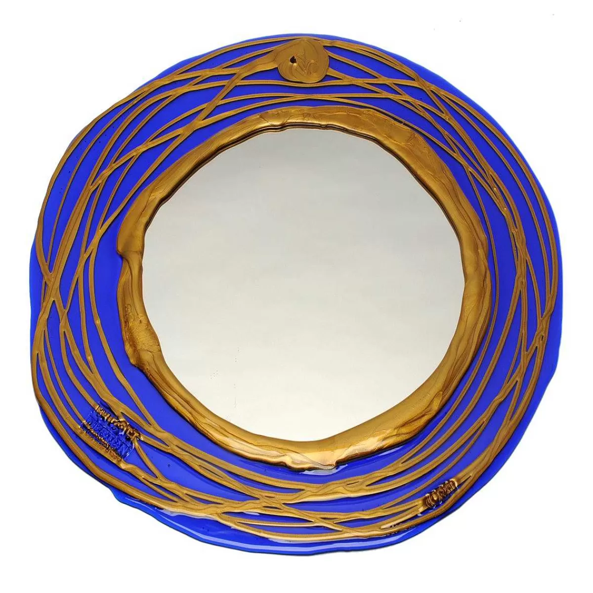 Corsi Design Mirror - Clear Blue And Gold Store