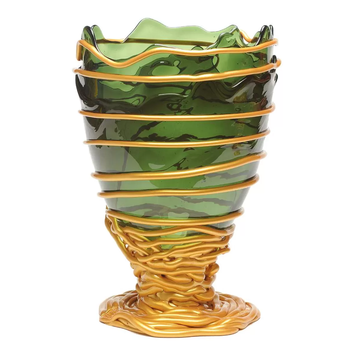 Corsi Design Pompitu Ii Vase - Bottle Green, Matt Gold Clearance