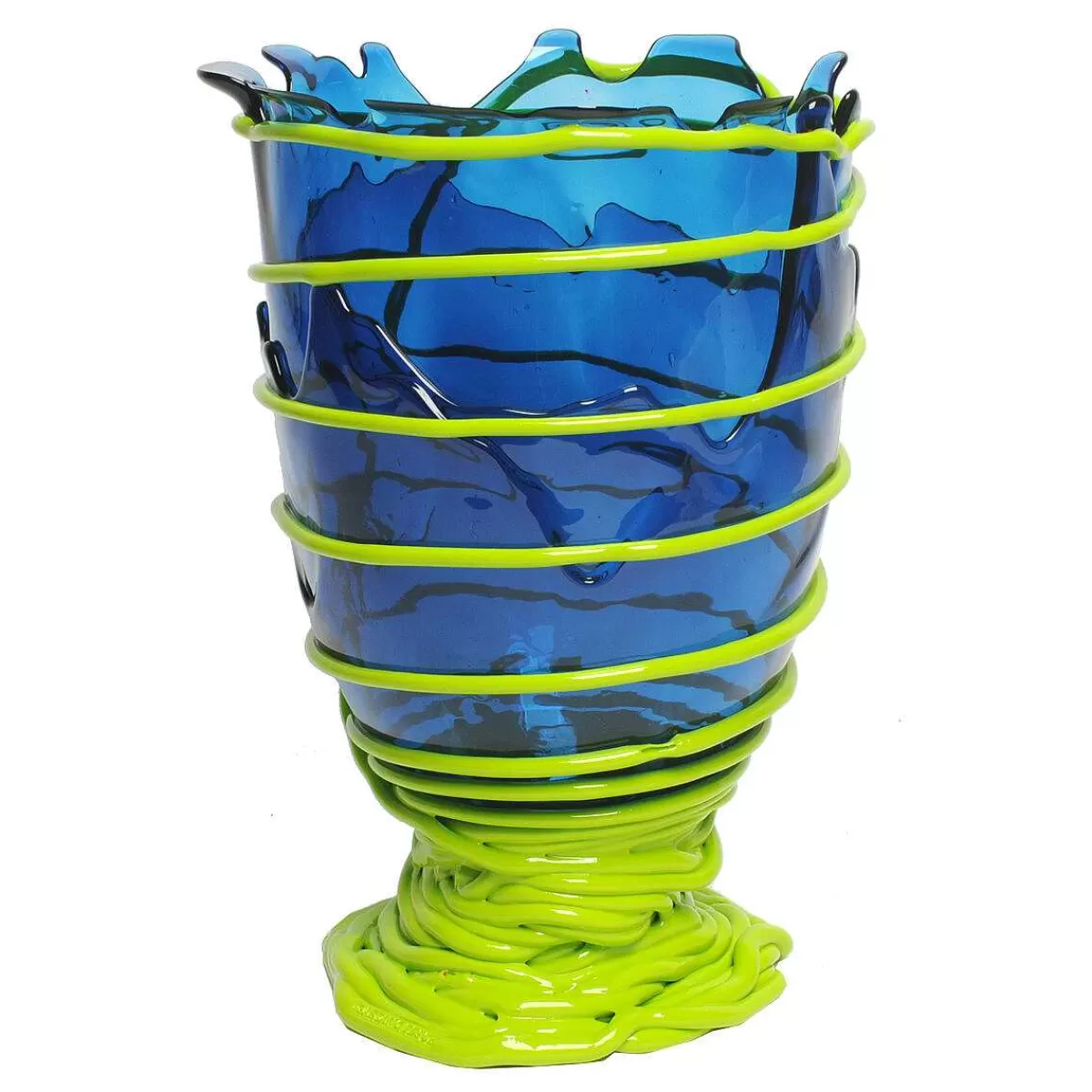 Corsi Design Pompitu Ii Vase - Clear Blue, Matt Lime Hot