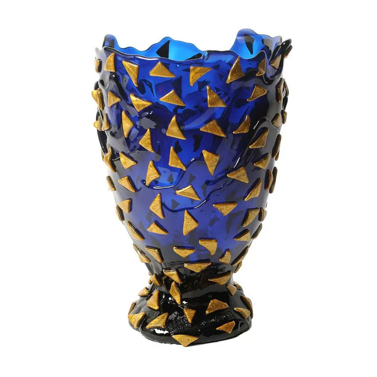 Corsi Design Rock Vase - Clear Blue And Gold Best Sale