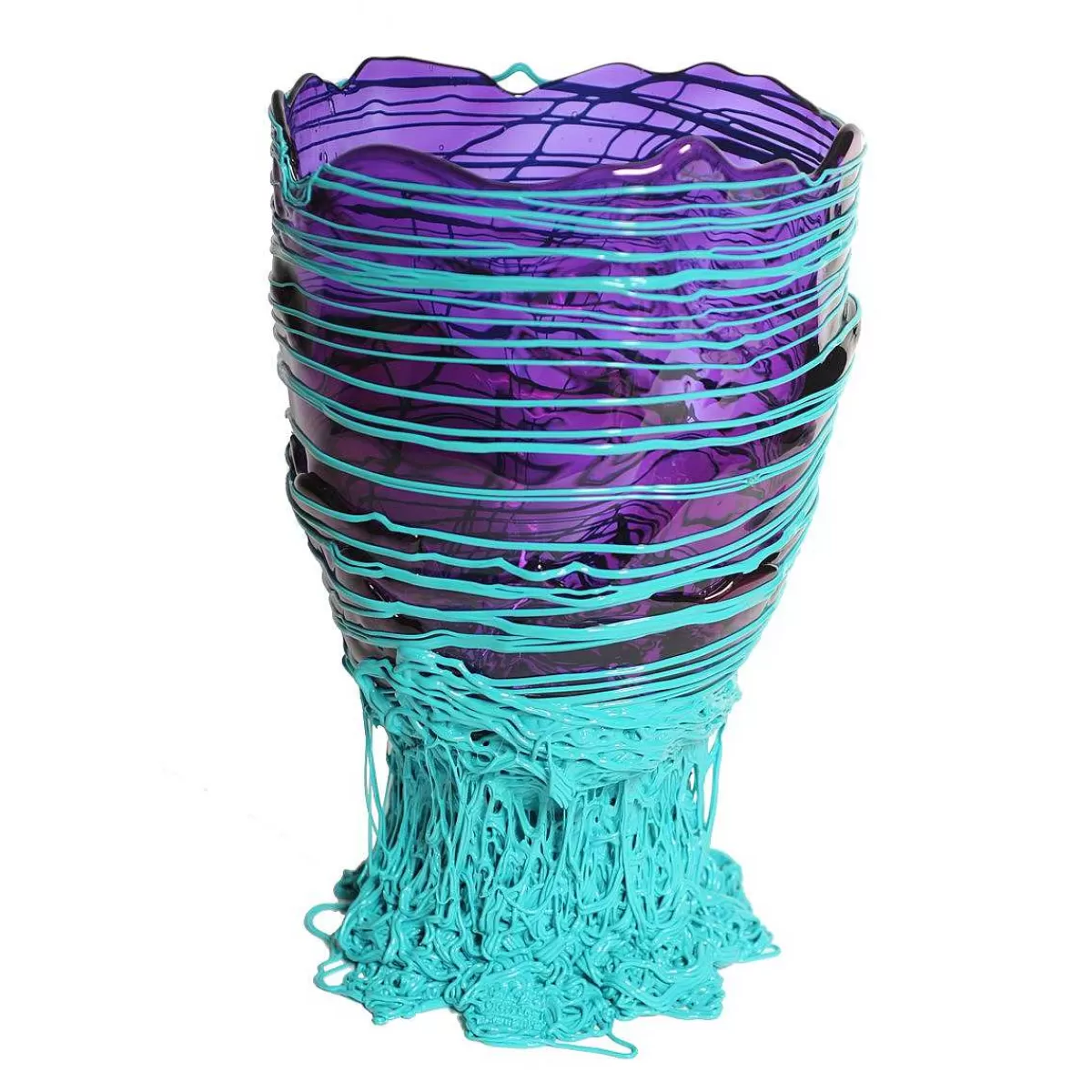 Corsi Design Spaghetti Vase - Clear Purple And Matt Turquoise Online