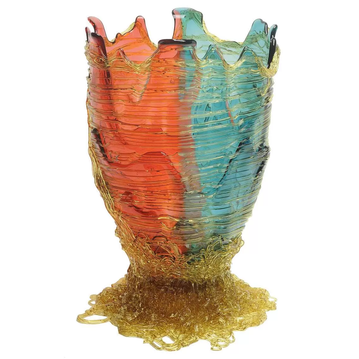 Corsi Design Spaghetti Vase Extra Colour - Clear Fuchsia, Aqua And Yellow Hot