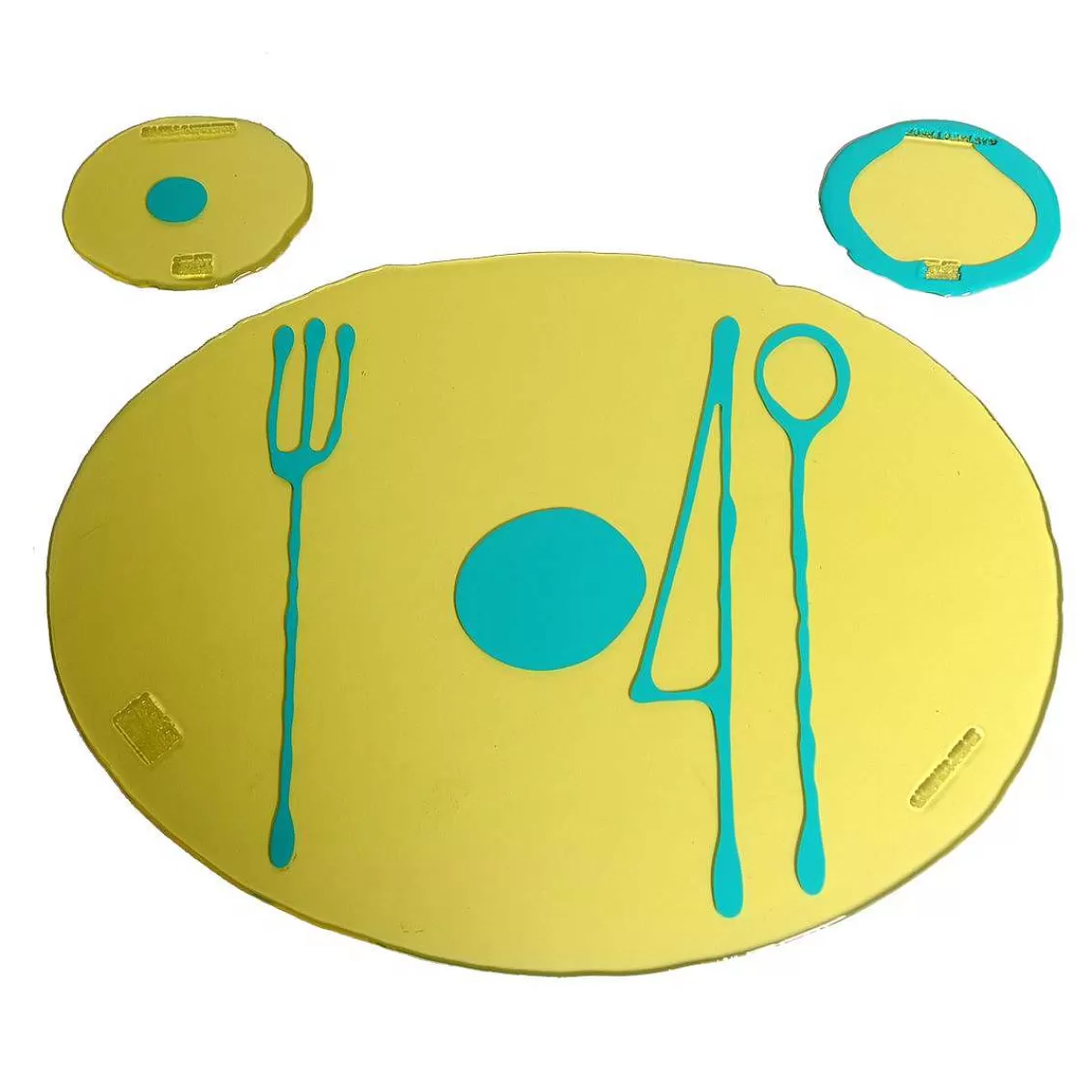 Corsi Design Table-Mates - Clear Yellow And Matt Turquoise Clearance